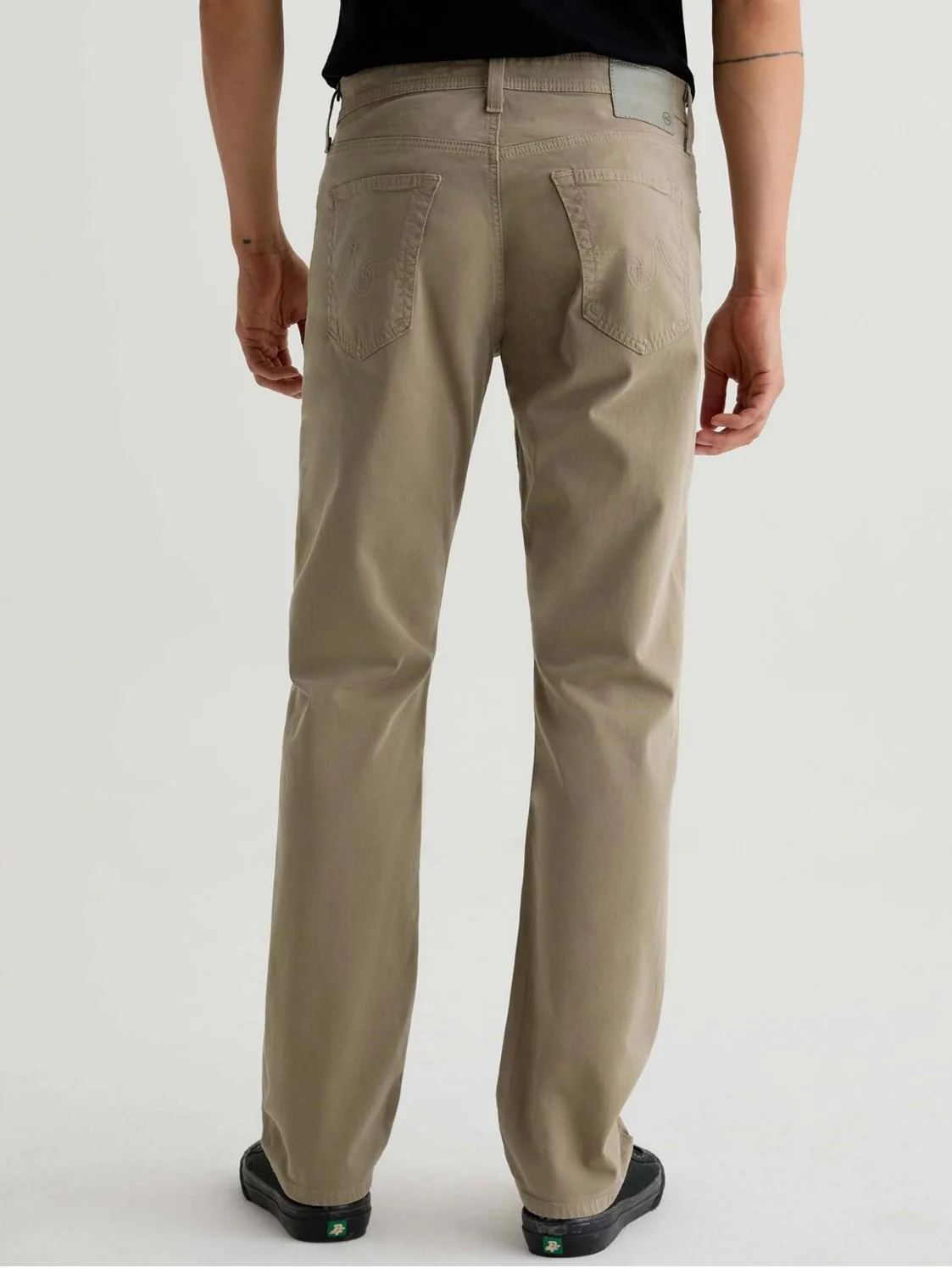 Tellis Pant in Italian Sueded Stretch Sateen in the Industrial Taupe Wash $210