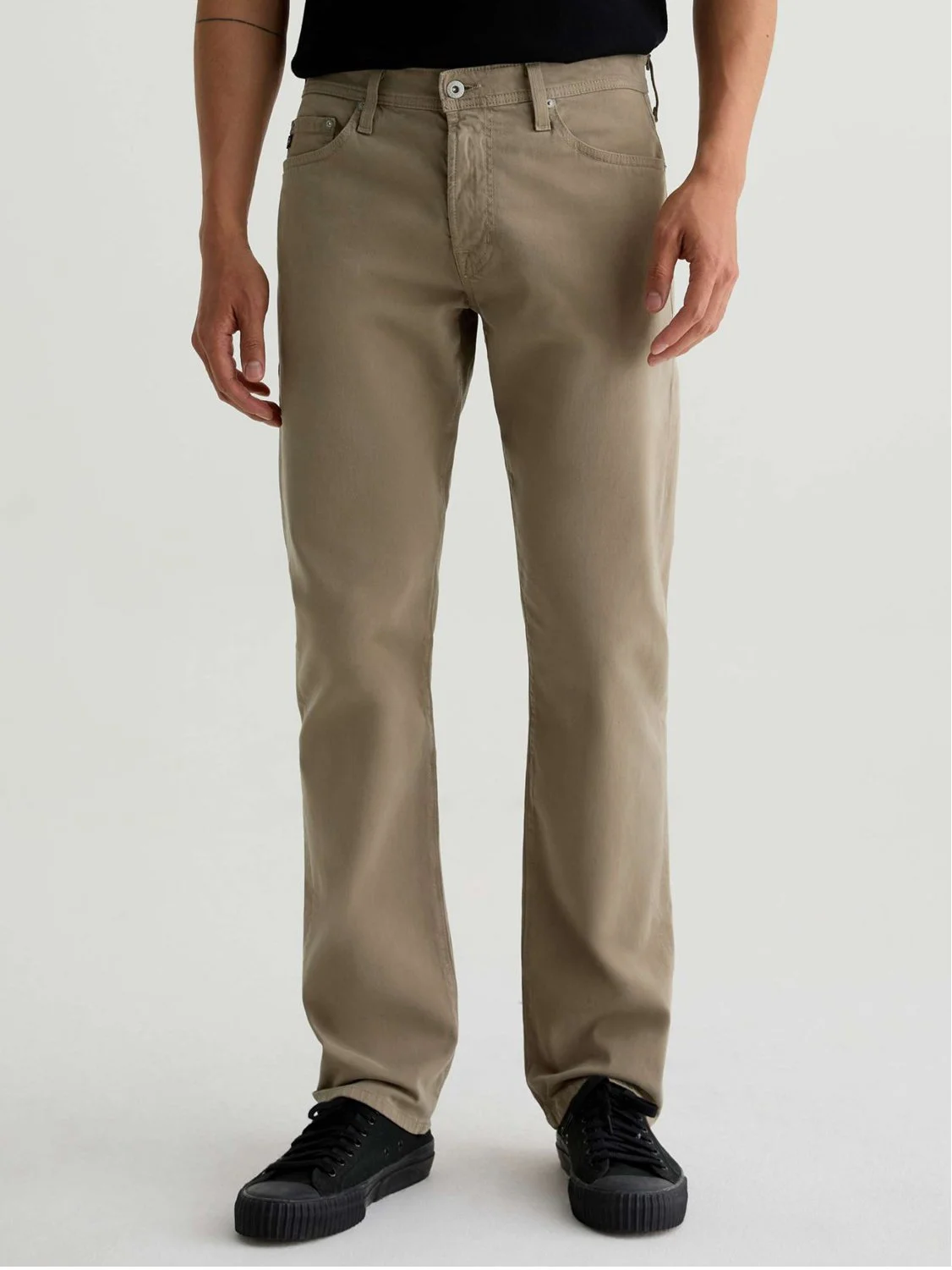 Tellis Pant in Italian Sueded Stretch Sateen in the Industrial Taupe Wash $210