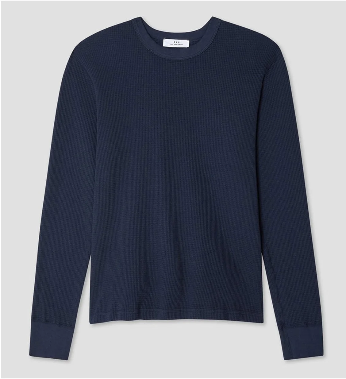 LS Waffle Crew Tee in Navy $120