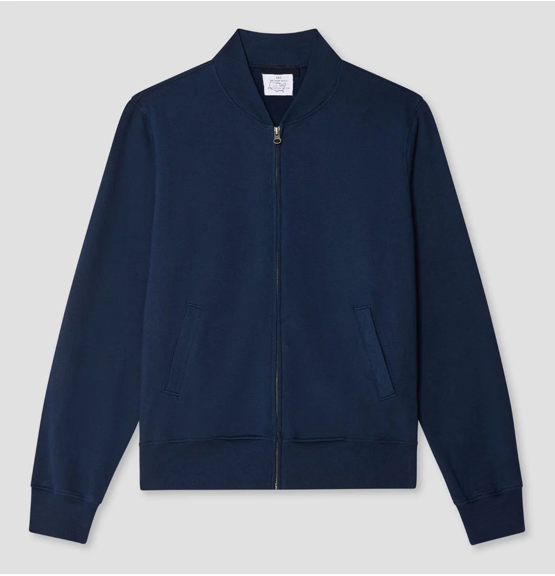 Supima Zip Bomber in Navy $180