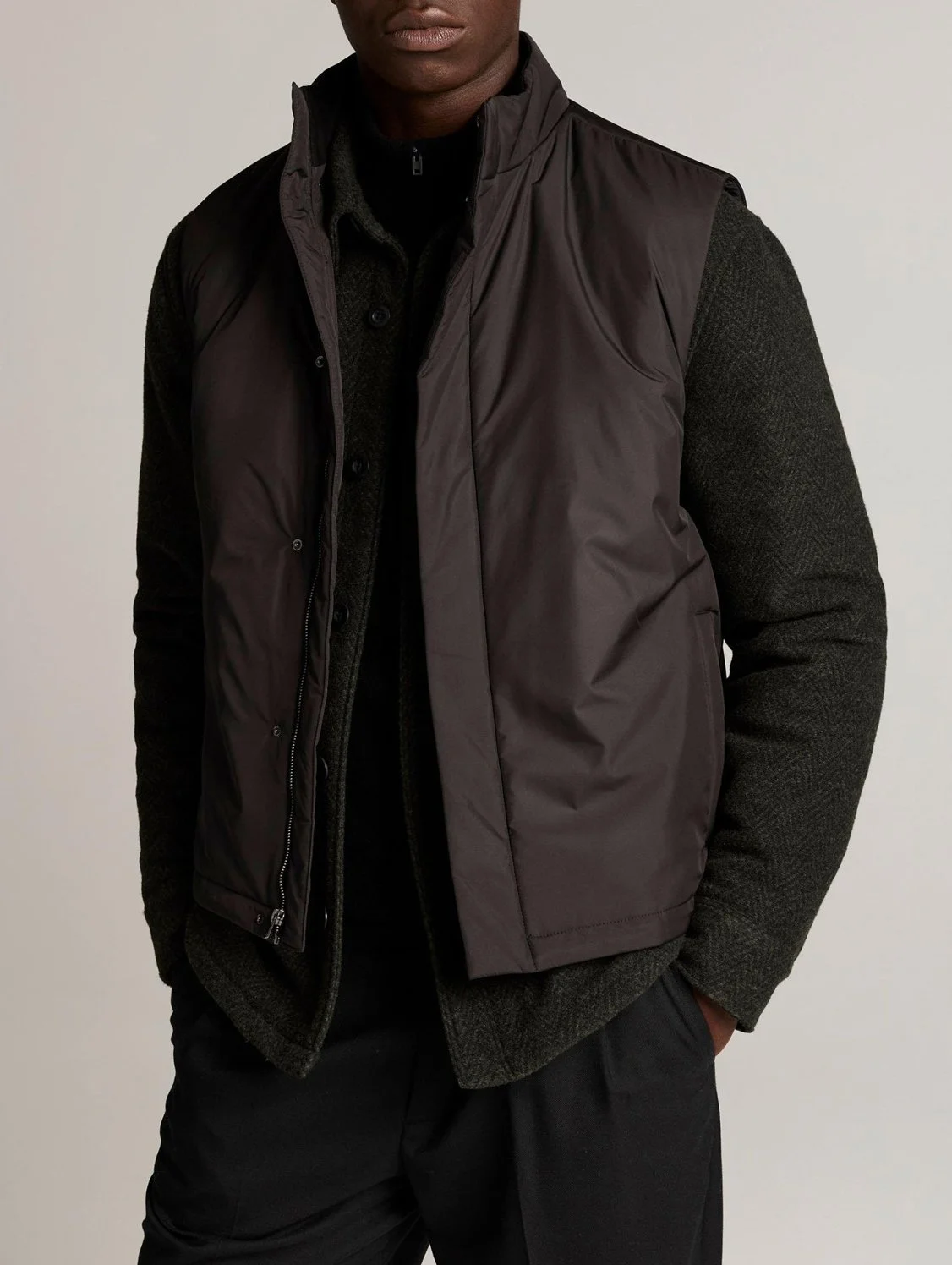 Insulated Tech-Fabric Vest in Black $498