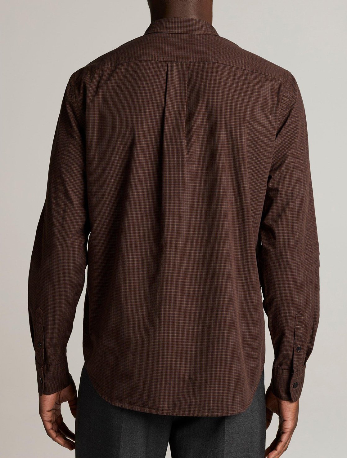 Carnes Micro-Plaid Shirt in Chocolate Plum $228
