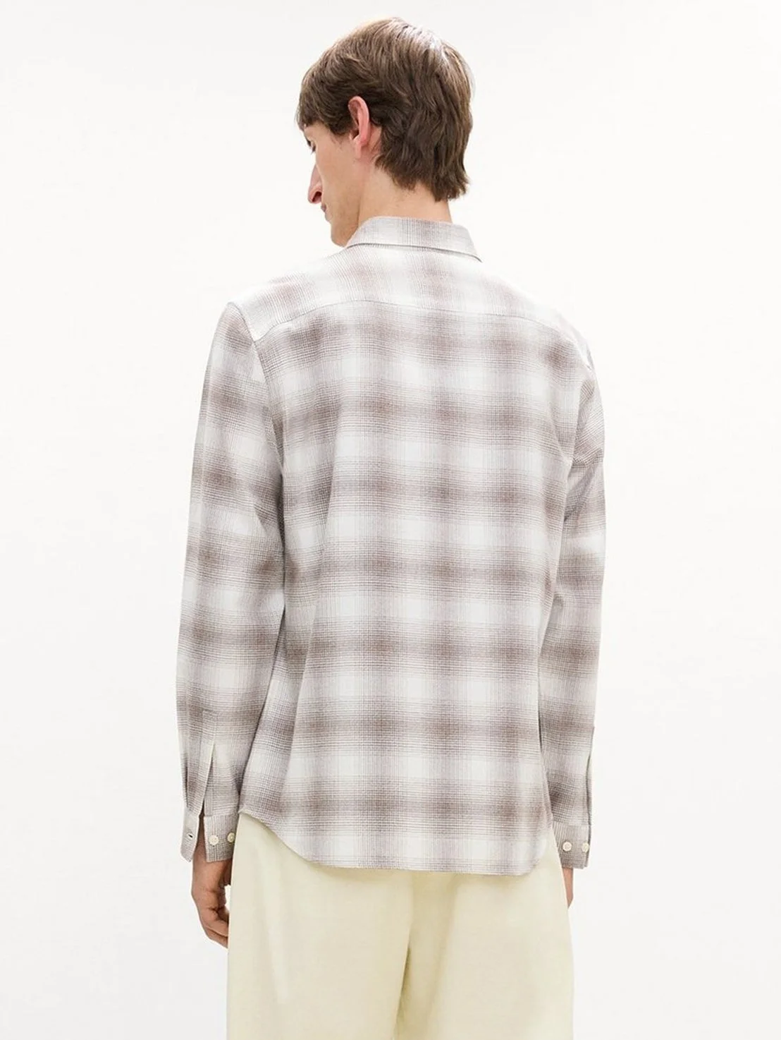 Irving Faded Plaid Flannel Shirt in Winter Ivory Multi $285