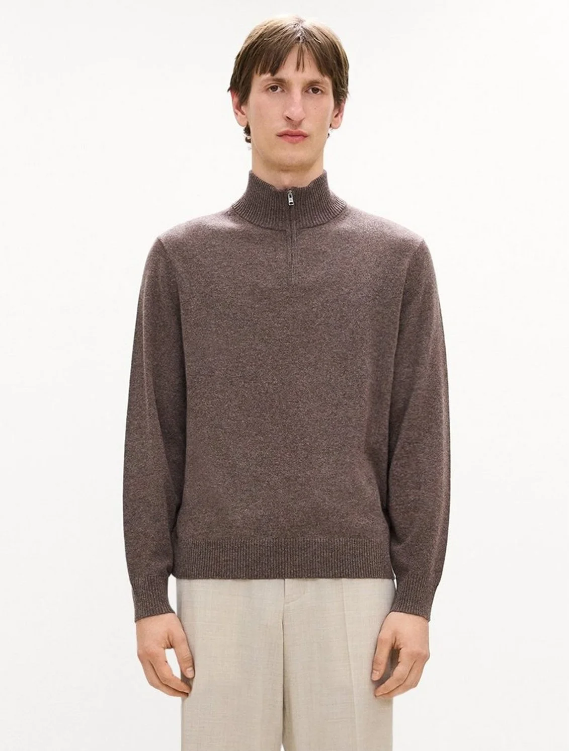 Hilles Quarter-Zip Cashmere Sweater in Espresso Melange $385