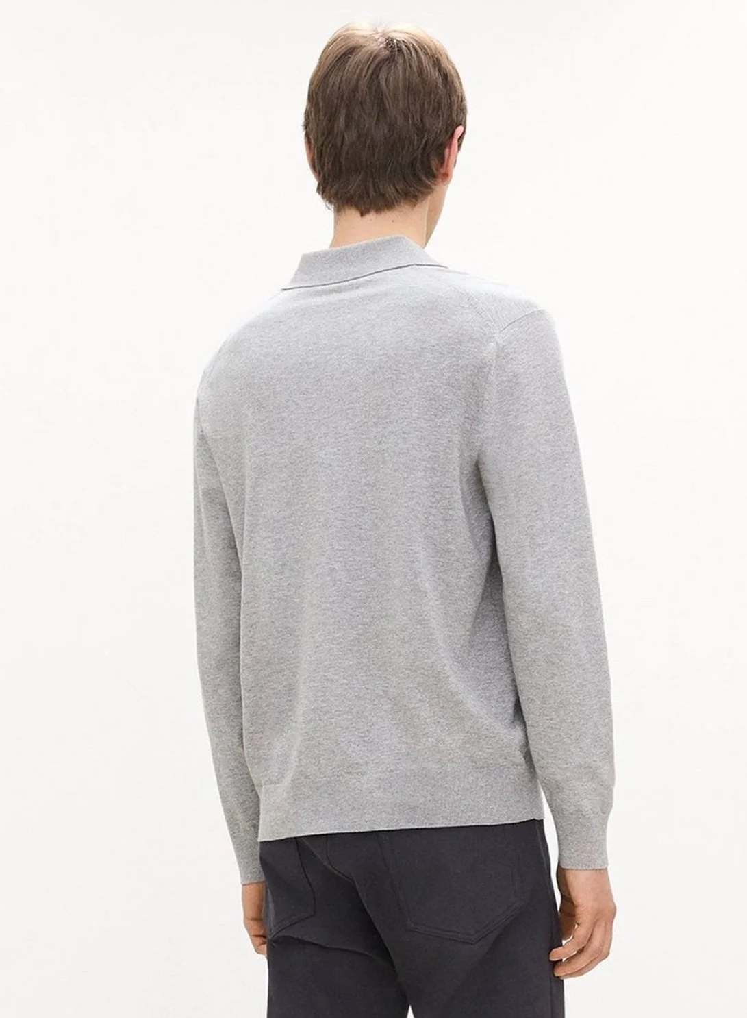 Goris Long-Sleeve Polo Shirt in Light Bilen in Heather Light Grey $225