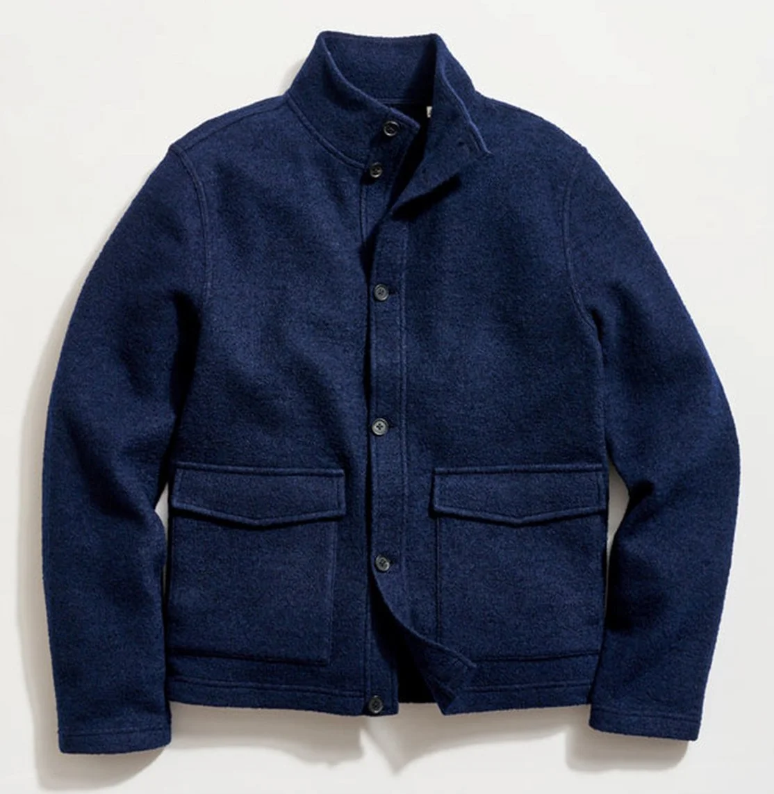 Garrett Boiled Wool & Cotton Knit Jacket in Navy $298