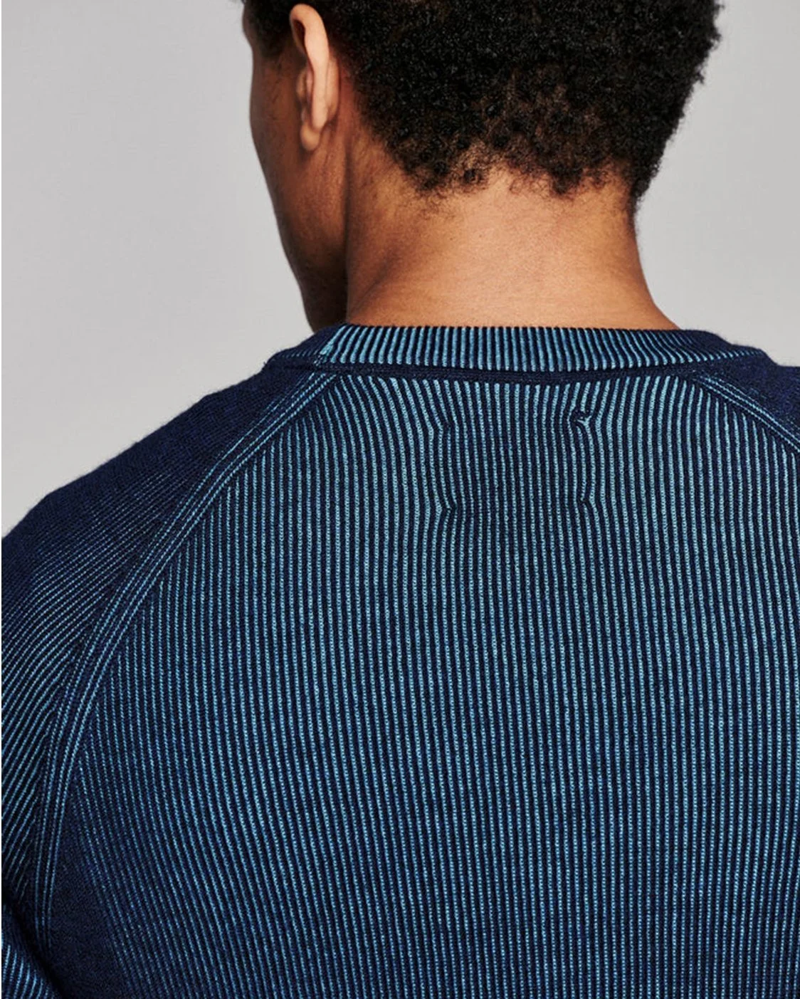 Bishop Cotton-Wool Rib Crew in Carbon Blue $268