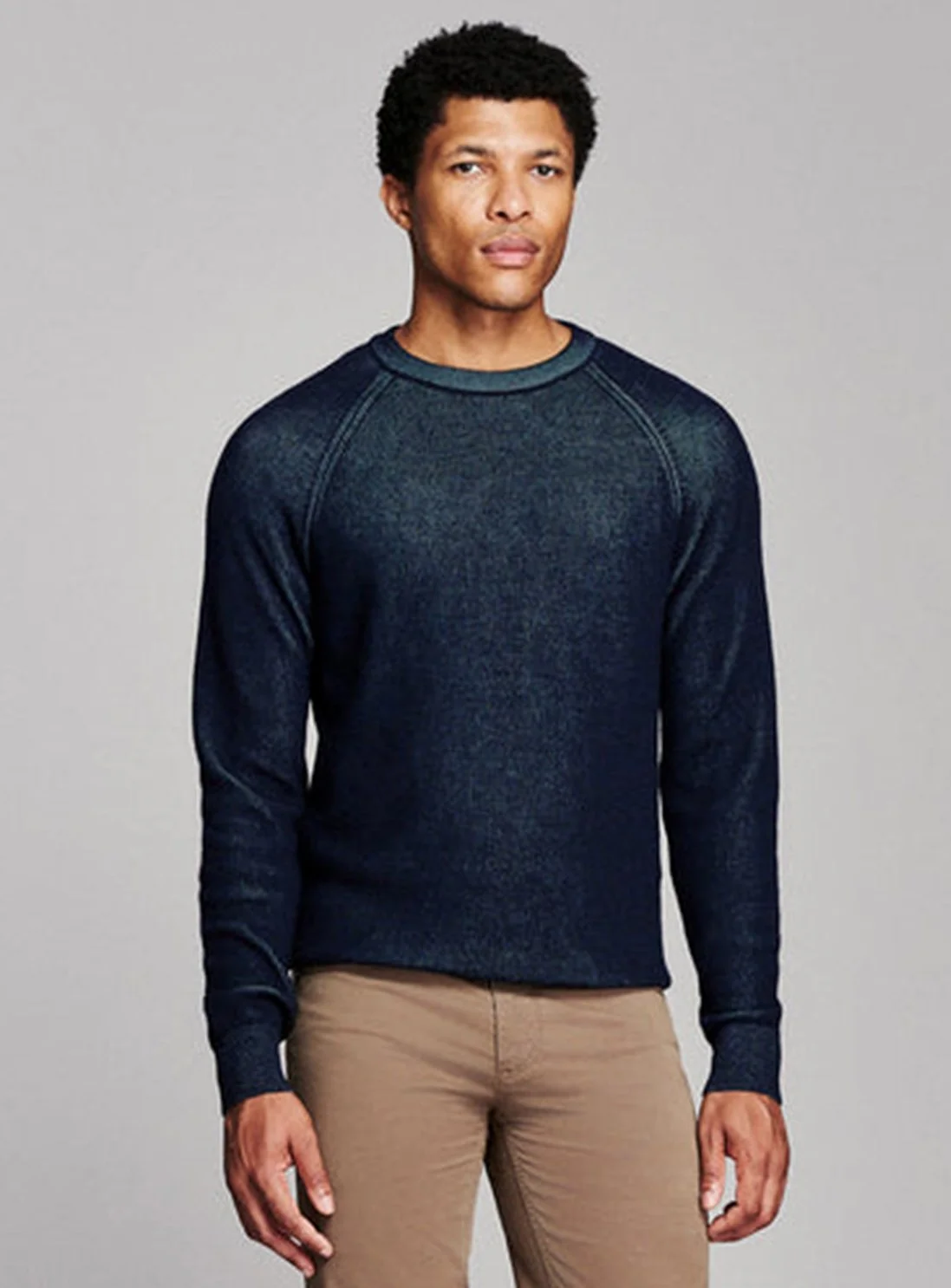 Bishop Cotton-Wool Rib Crew in Carbon Blue $268