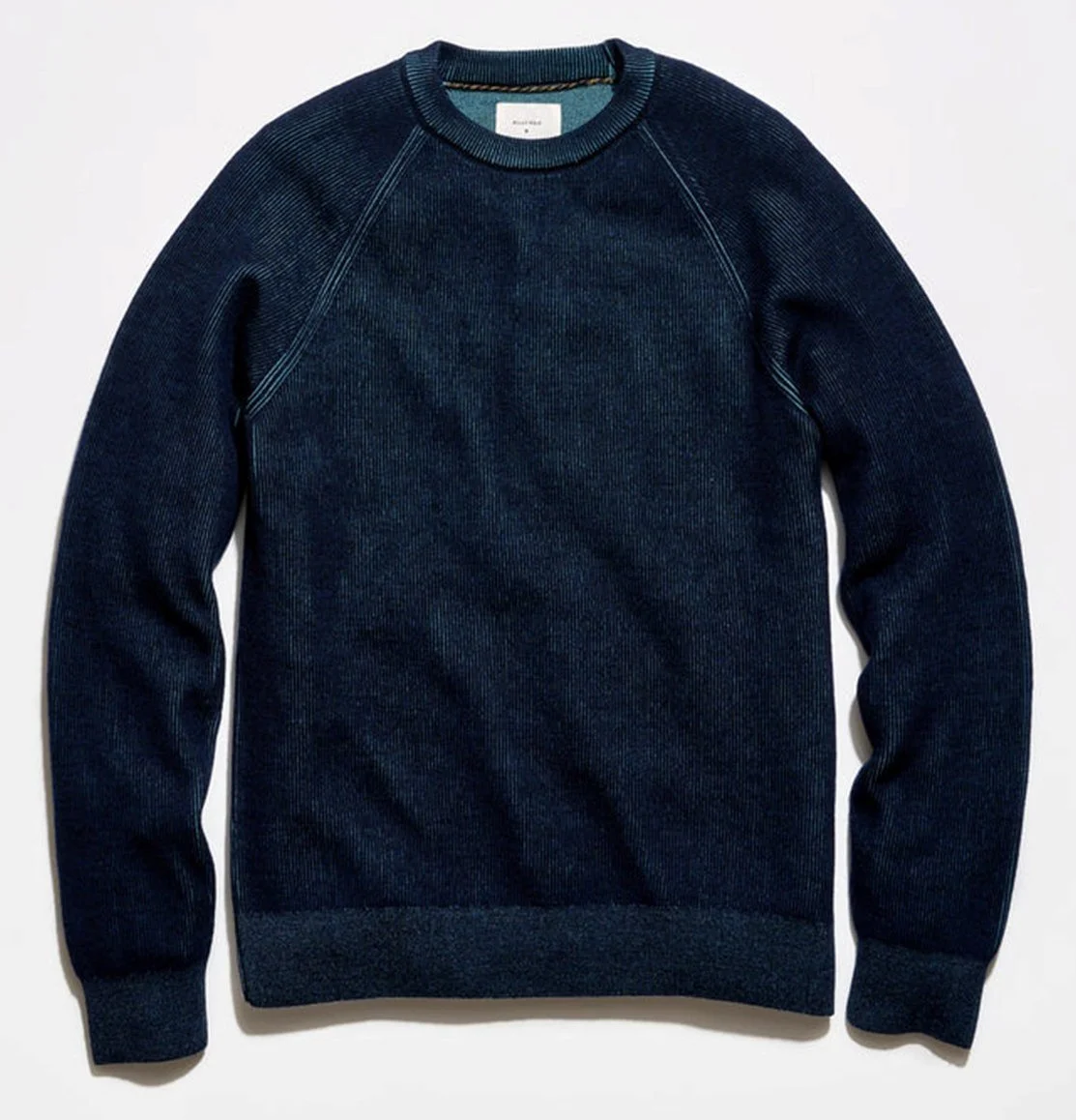 Bishop Cotton-Wool Rib Crew in Carbon Blue $268