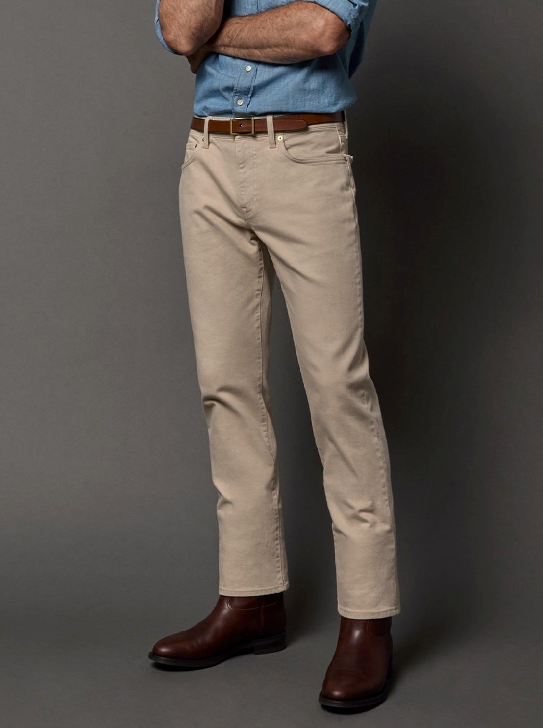Clift Garment-Dyed Stretch Denim Jean in Stone $185