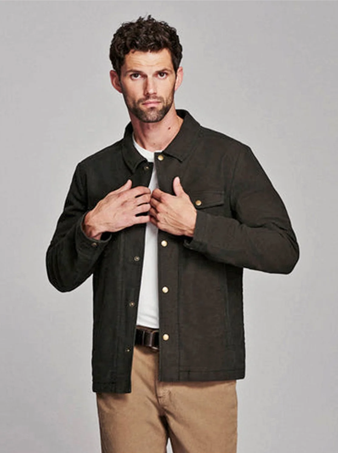 Moleskin Cotton Woodsman Jacket in Rosin Green $348