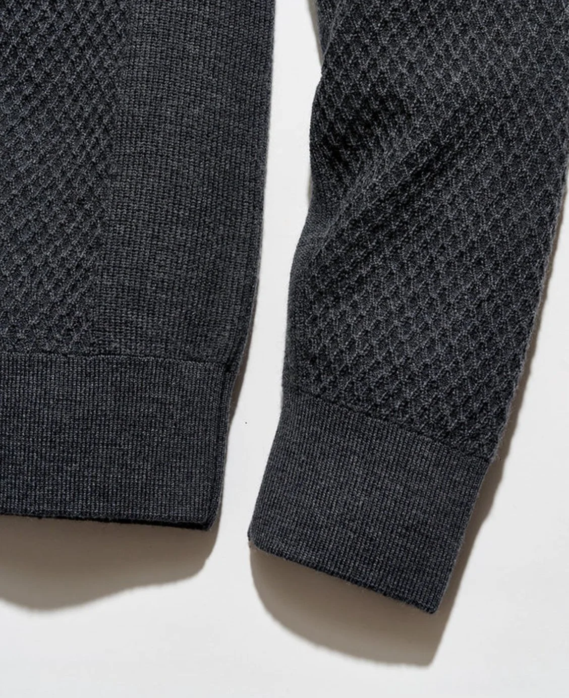 Wool Melange Honeycomb Half Zip in Ashalt Heather $348