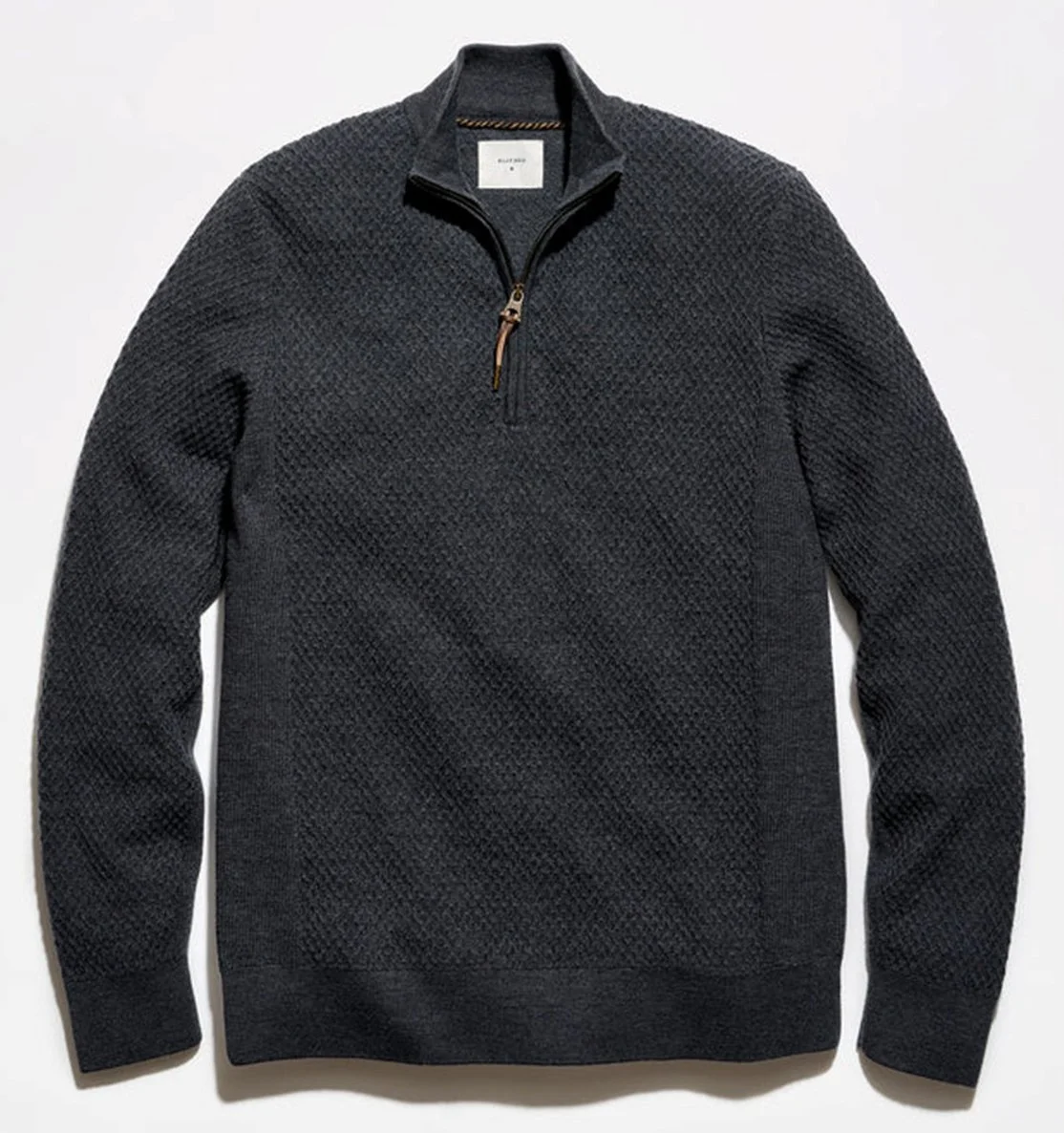 Wool Melange Honeycomb Half Zip in Ashalt Heather $348