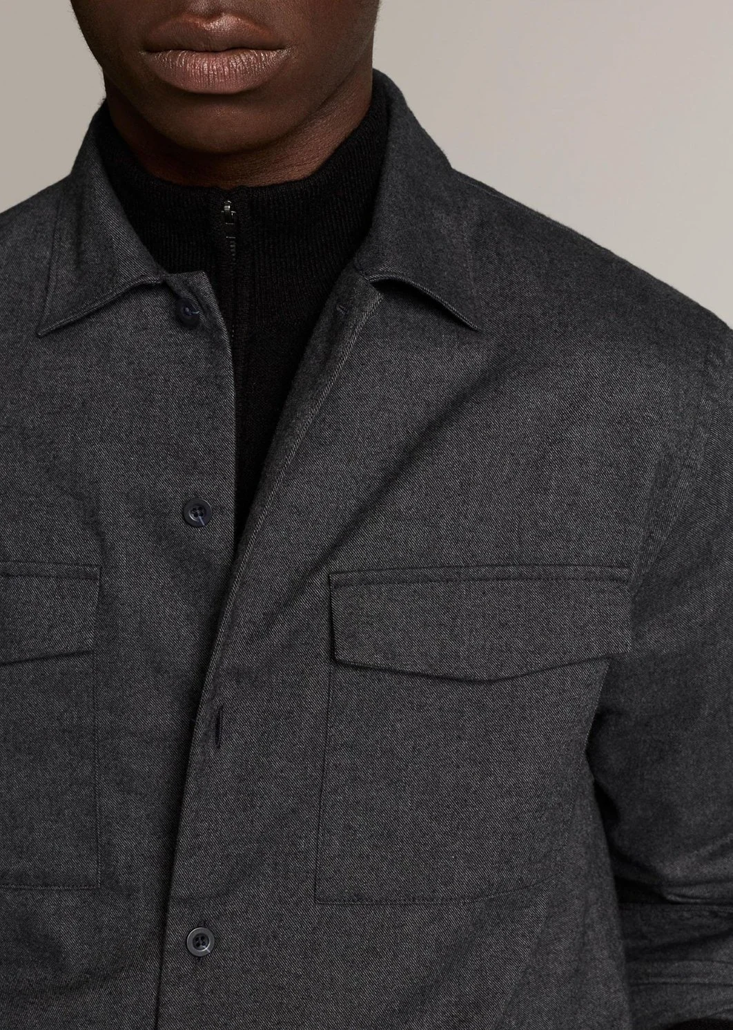 Cotton Flannel Garage Shirt in Heather Black $268
