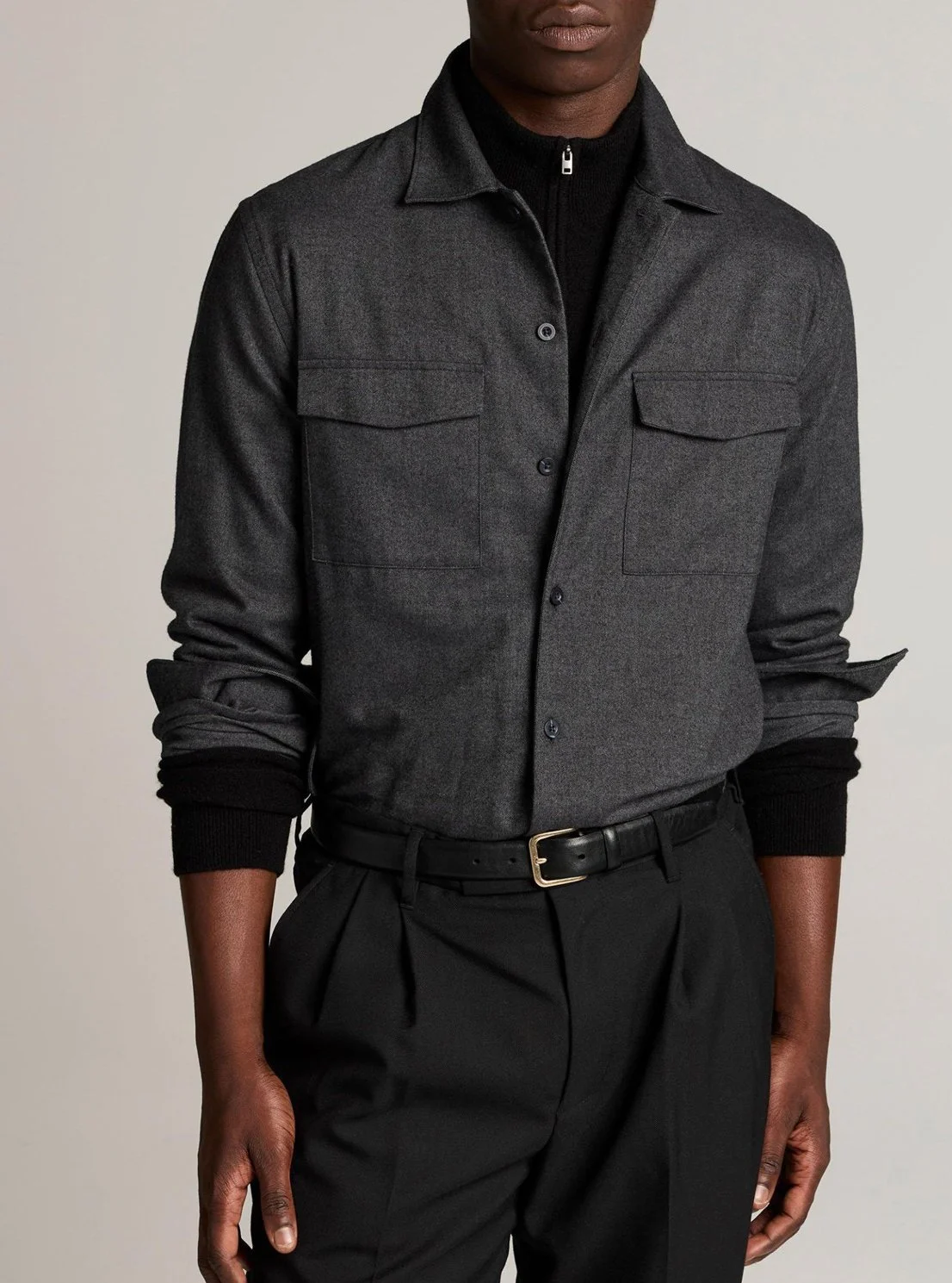 Cotton Flannel Garage Shirt in Heather Black $268