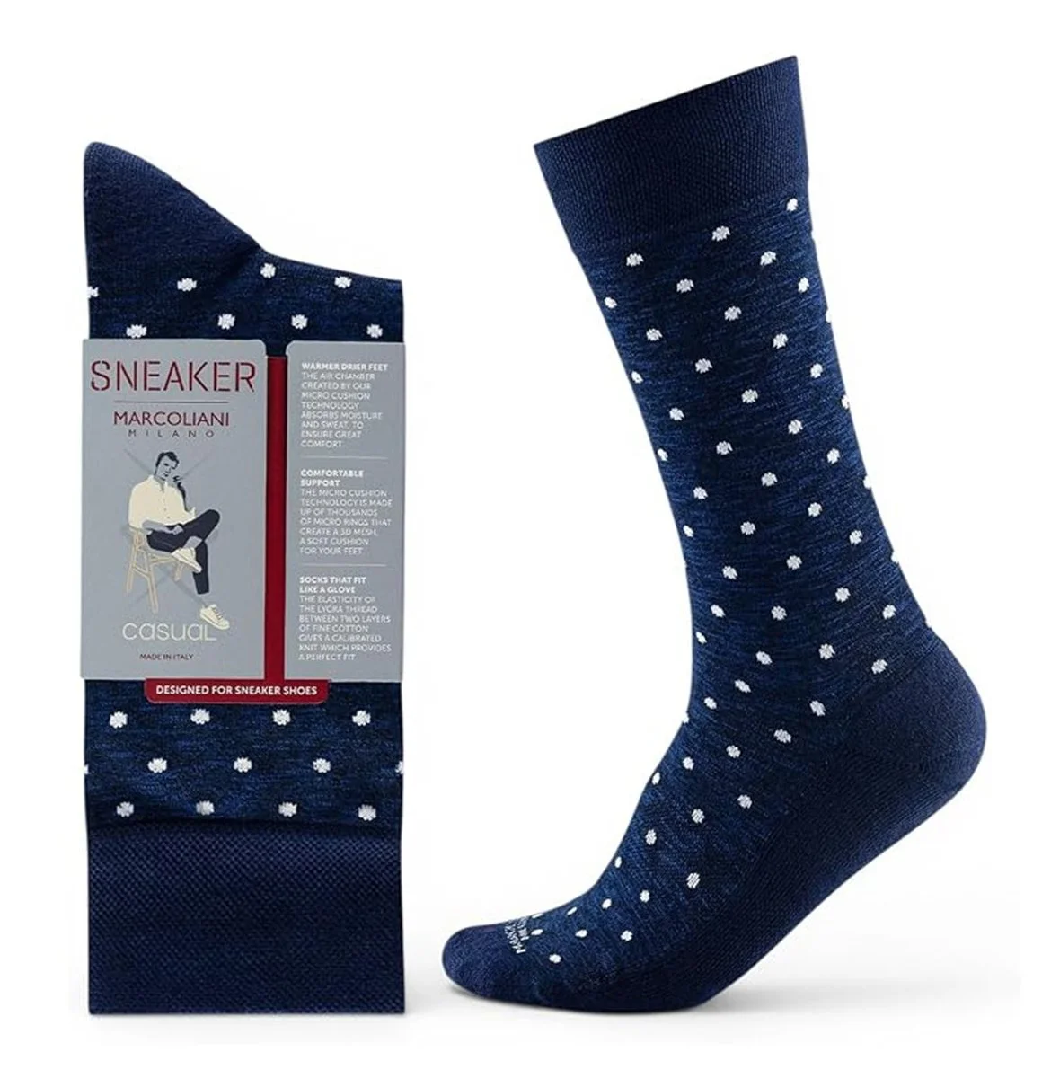 Polka Dot Sock in Navy $39