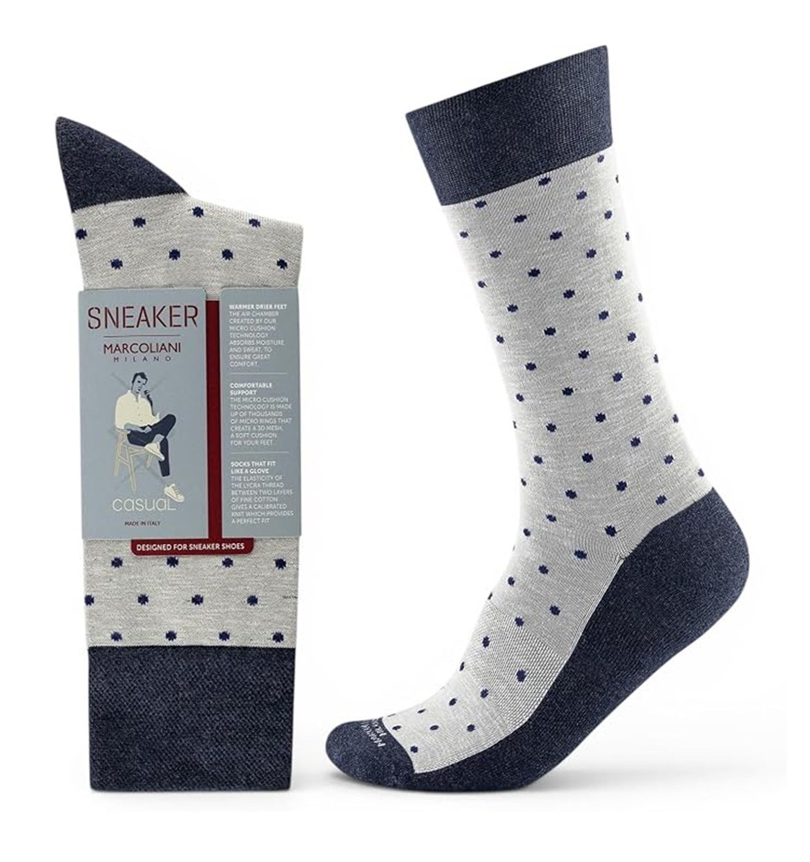 Polka Dot Sock in Ice Grey $39