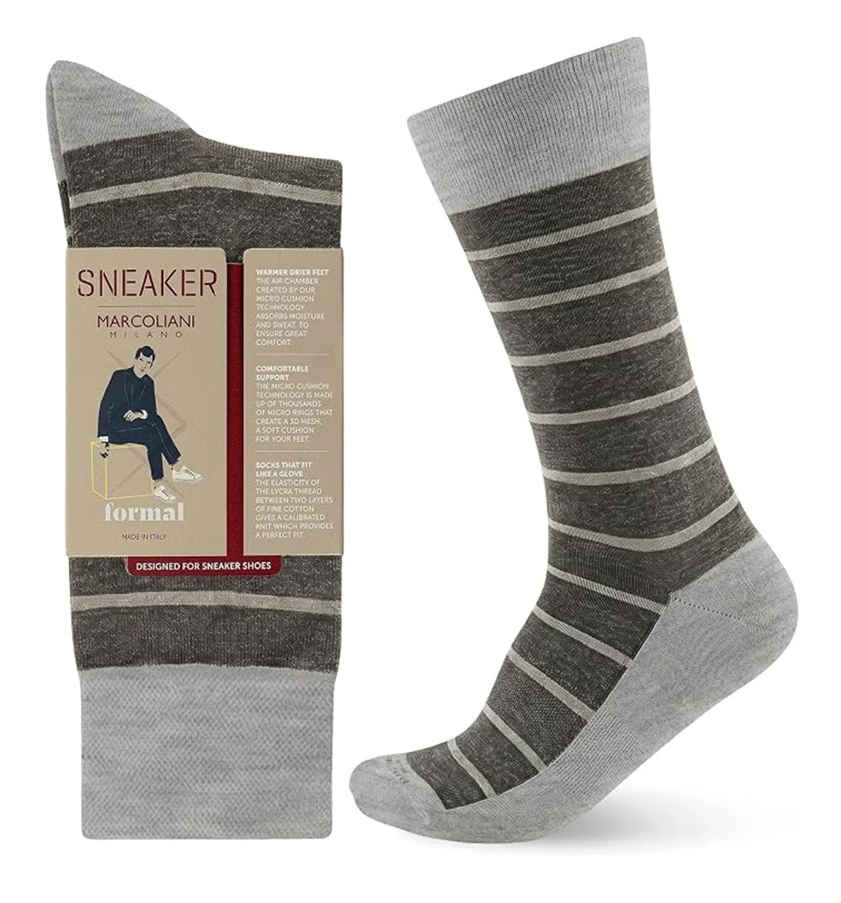 Classic Stripe Sock in Flannel Grey $39