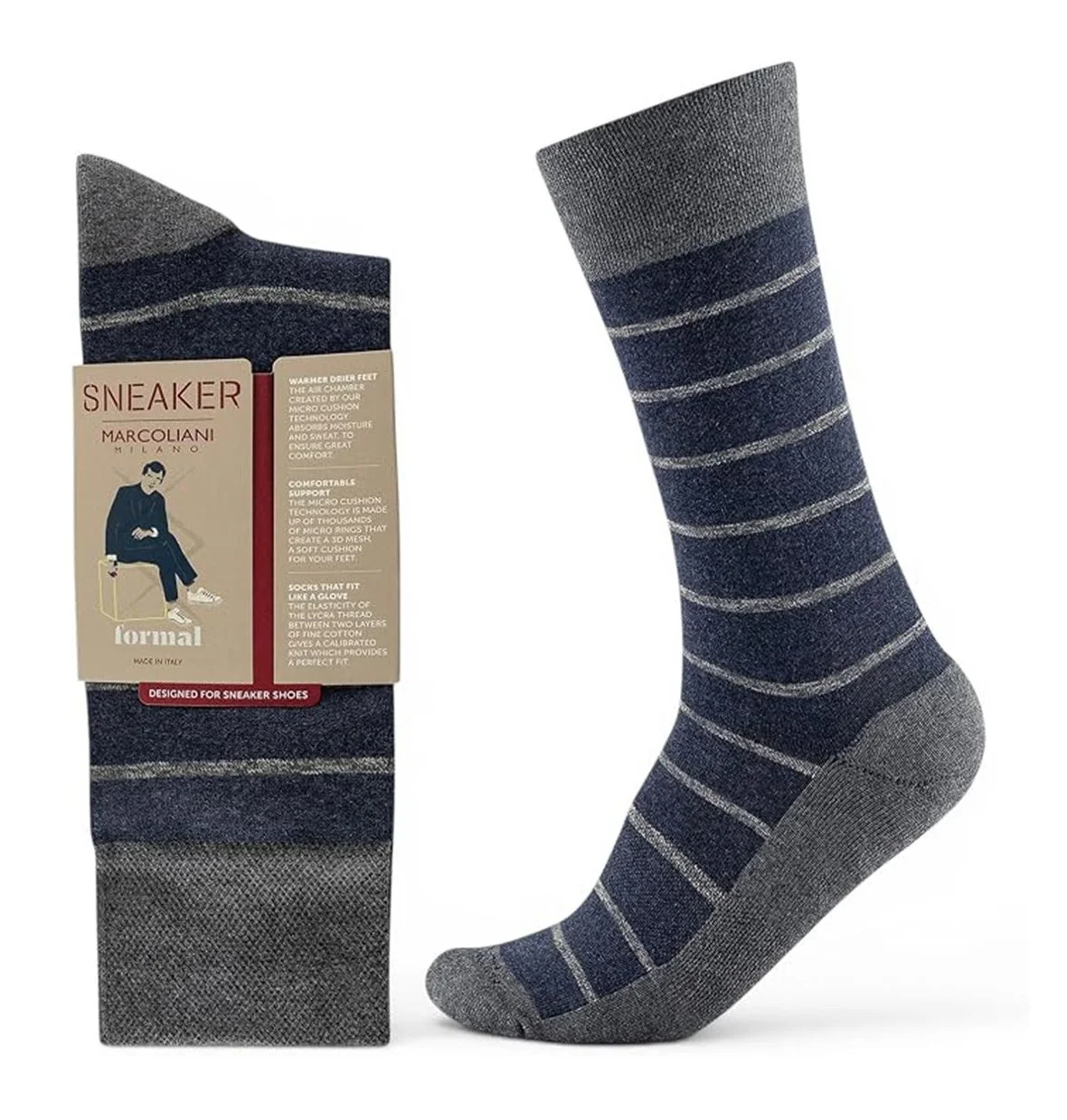 Classic Stripe Sock in Indigo Blue $39