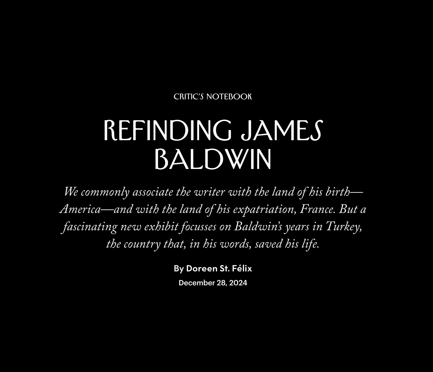 The New Yorker: Refinding James Baldwin