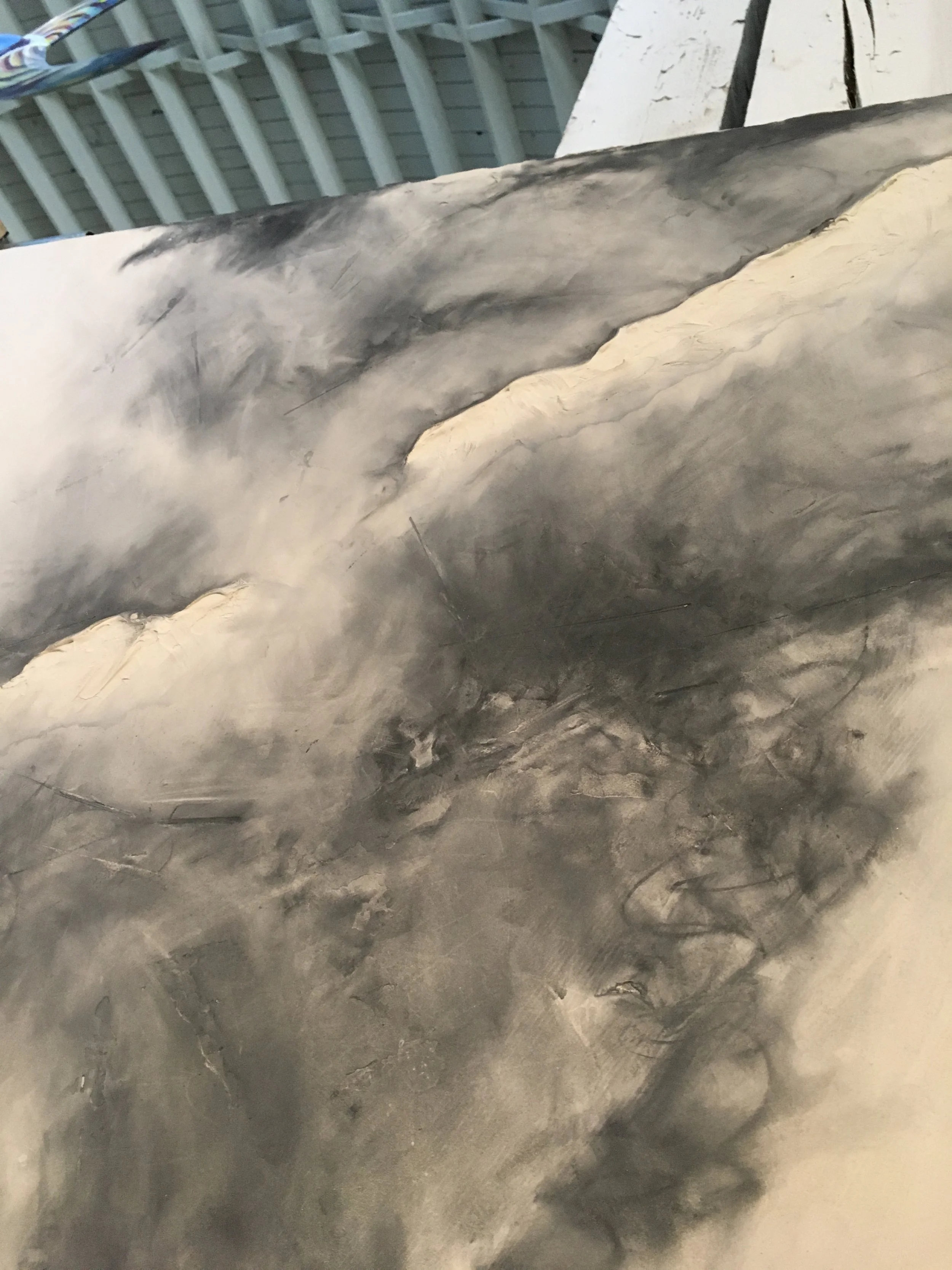  Detail,&nbsp;gallery wall, graphite, plaster. 