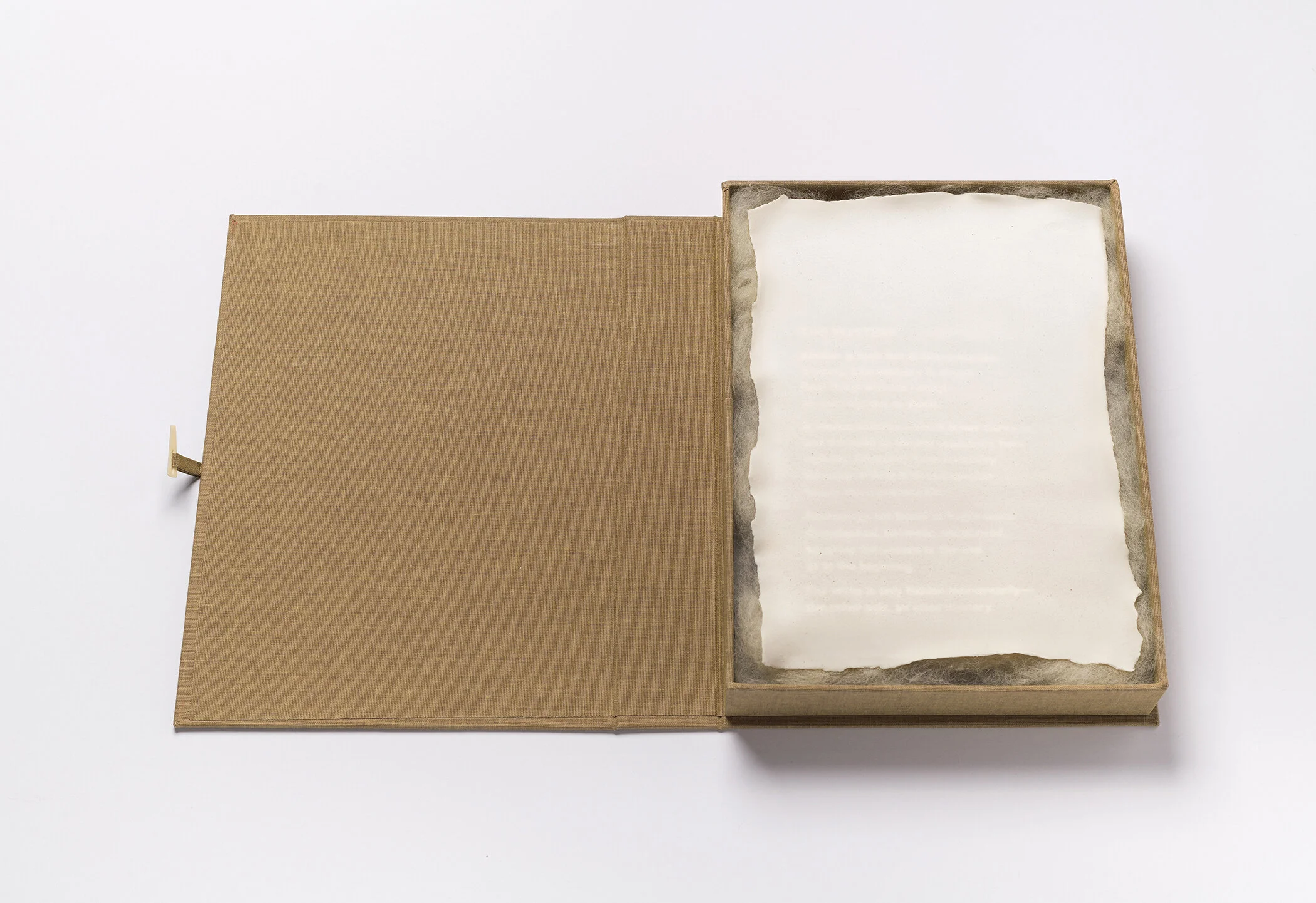   2021.08.01 (The Mystery) , 2021, custom-made box, wool, porcelain, light, open and lit 