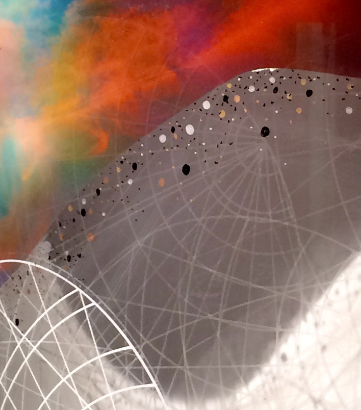 Detail of Solar Flare, Screenprint on Plexiglass & Digital print chine colle, 2015.
