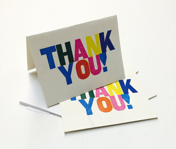 Thank You, pack of 5 with envelopes.