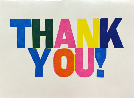 Thank You, pack of 5 with envelopes.