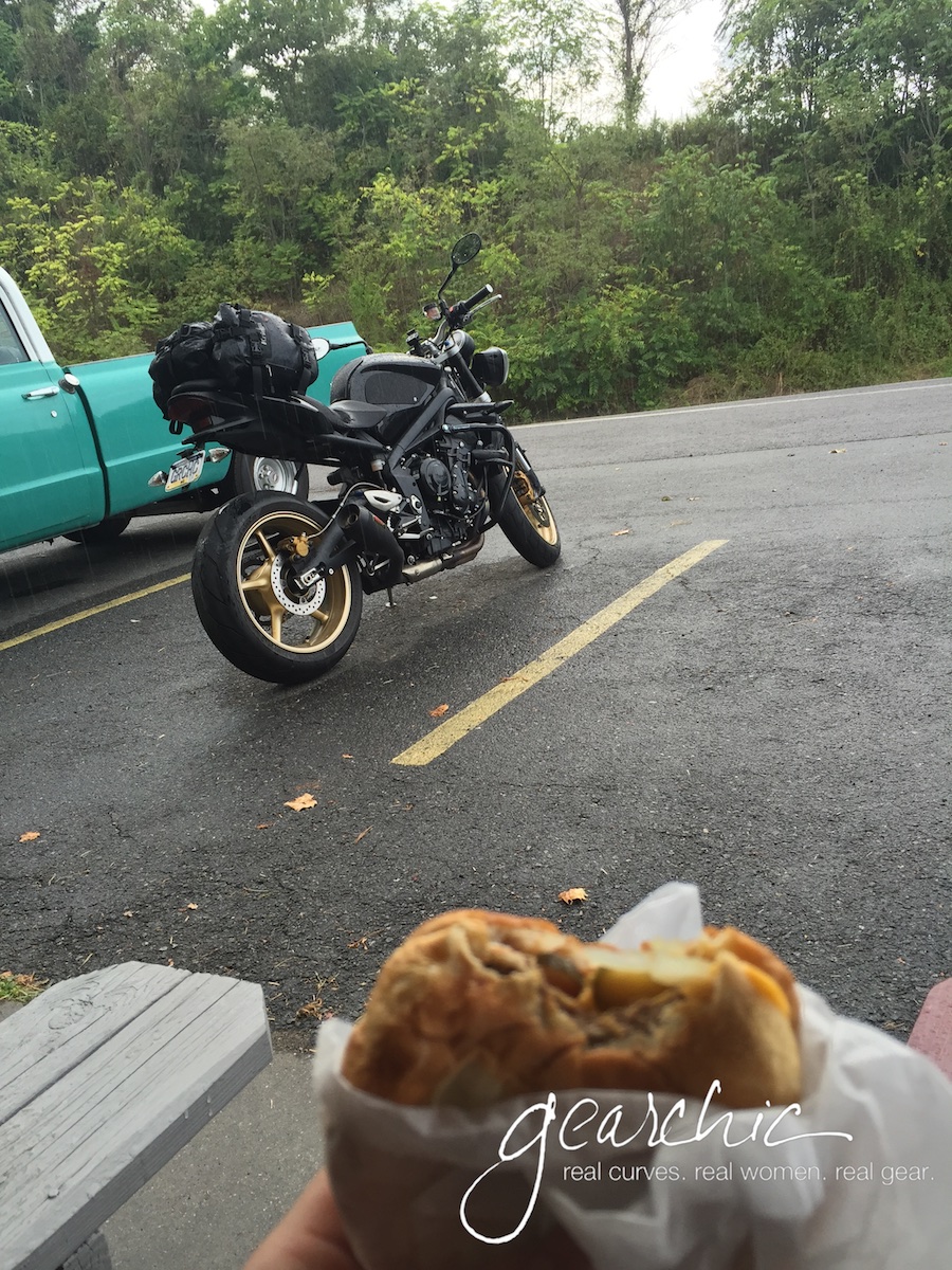 Trying to stay dry while eating lunch!