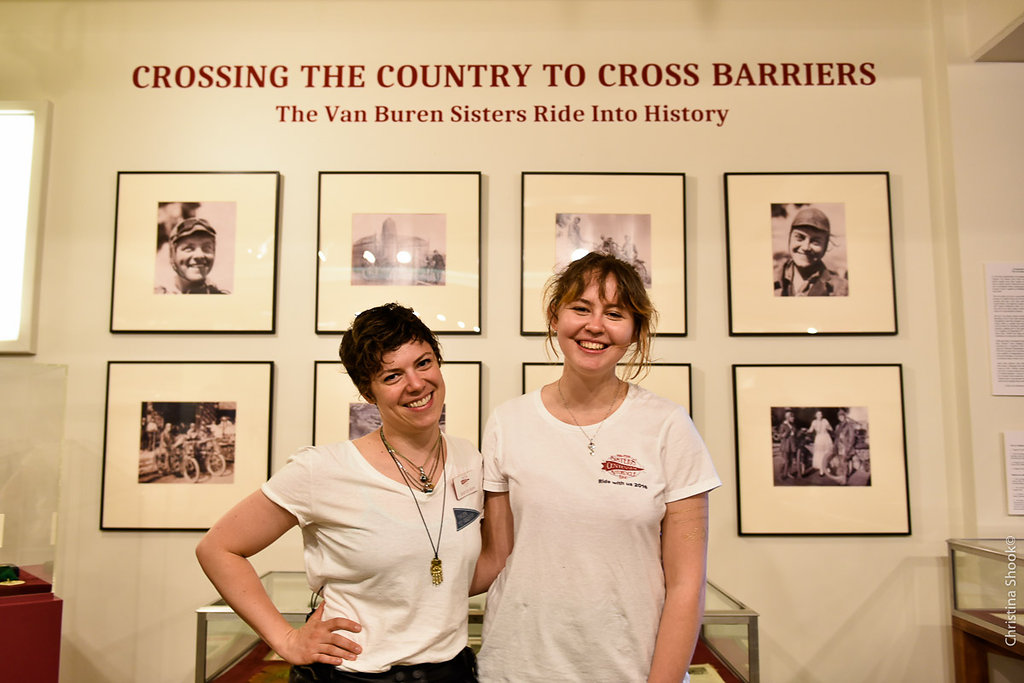 Standing below their famous ancestors: Left, Sarah Van Buren and Right, Sofié Ruderman (Great Granddaughter of the Van Buren Sisters. Photo: Christina Shook)