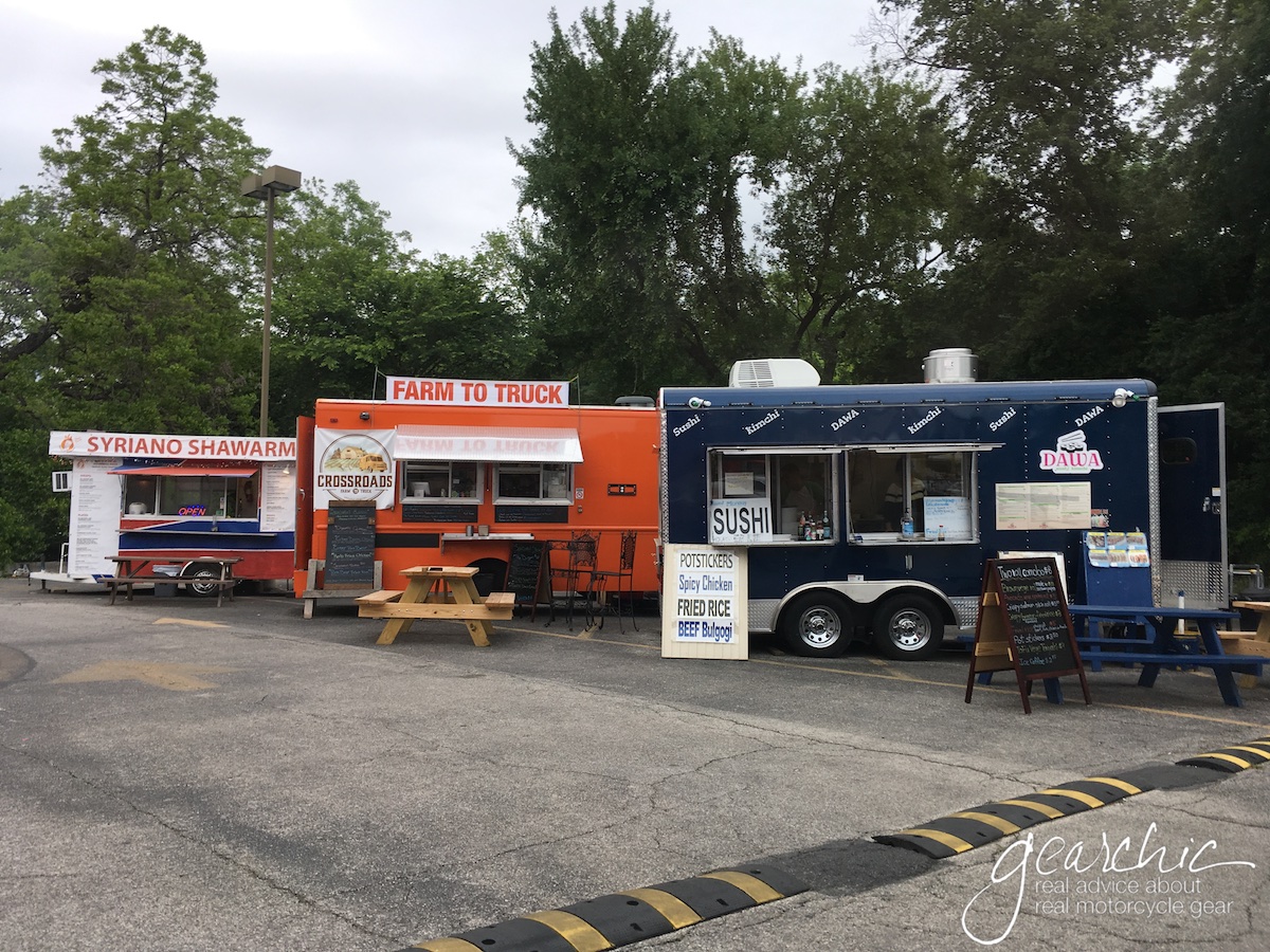 And food trucks parked in the pet store parking lot. 