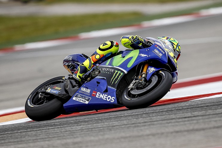 The Doctor, as he's known, showing the pavement who's boss with mere inches making contact with the pavement while moving at steady speeds between 100-200mph?!?! Photo: ValentinoRossi.com