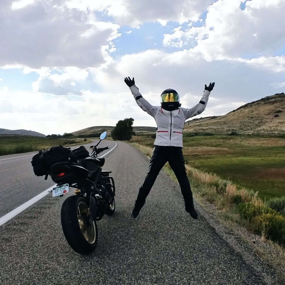 With big poofy clouds, on the side of the road with my #motorcycle it&rsquo;s impossible to be unhappy, right? I truly don&rsquo;t know how I learned how to ride these things because my way of life has always been to seek out the negative in any situ