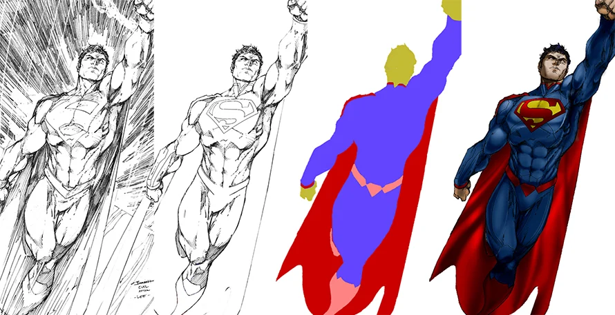 Superman Jim Lee Original process.jpg