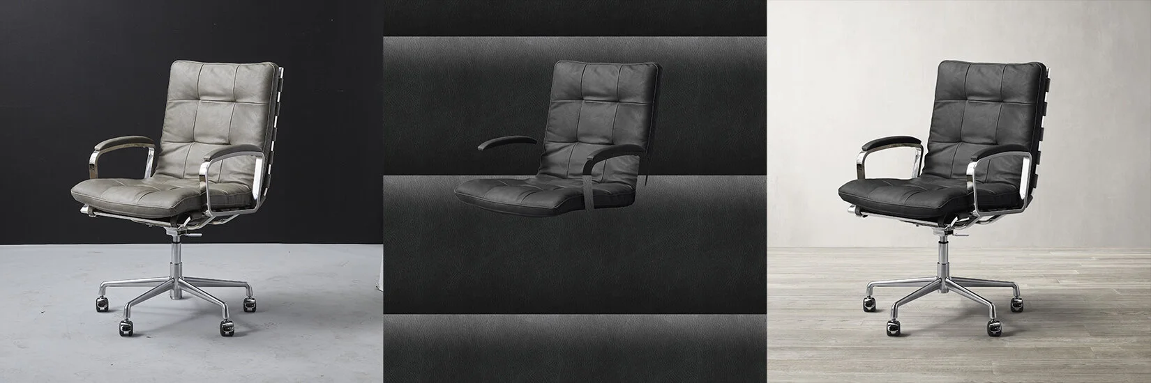 ROSSI LEATHER DESK CHAIR : Retouching Wrinkles &amp; scratches in Leather. Color Matching Leather to approved Color. Product Page
