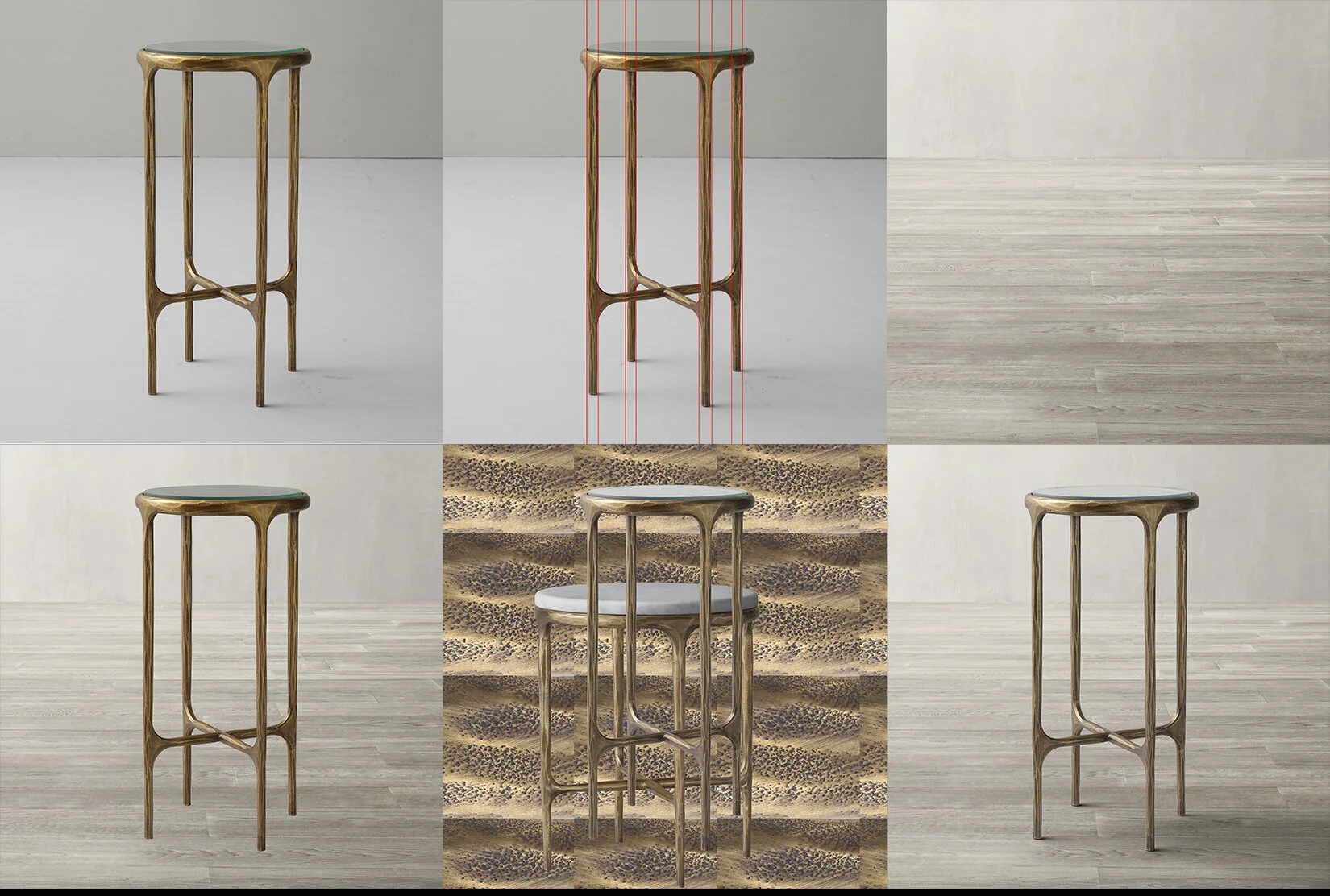 THADDEUS STOOL : Original photo was given to me. Legs were straightened and then placed on Seasonal Background. The stool was then Color Corrected/Matched to Art Directer/Product Dept leader’s approved product sample &amp; color swatch. Shadows and …