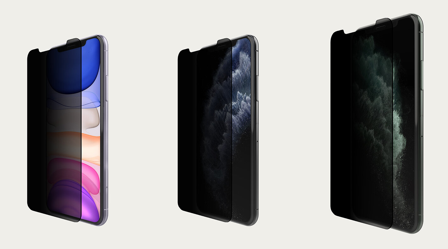 Final Renderings with Privacy Screen Protectors Photoshop Rendered over the iPhone 11, iPhone 11 Pro and iPhone 11 Pro Max.