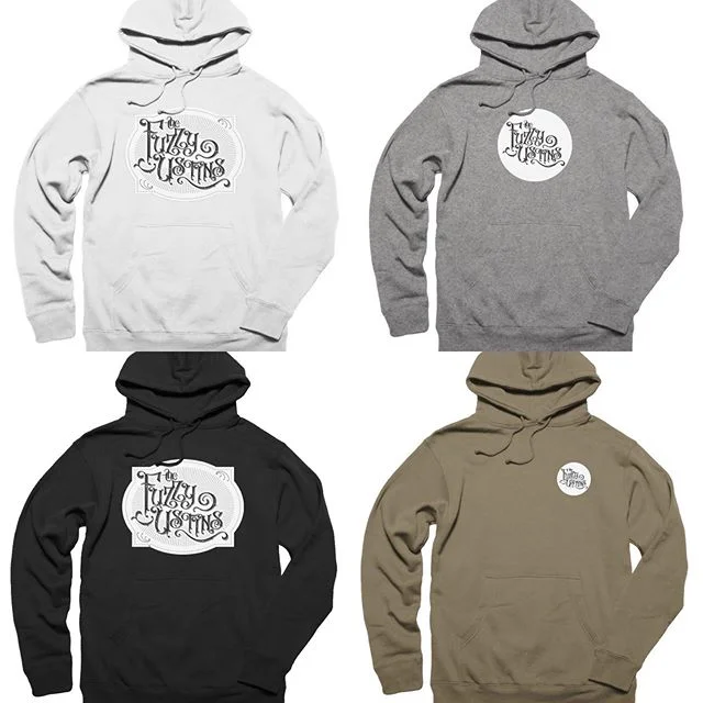 We&rsquo;re working on some hoodies and shirts. What do you all think? 
Let us know what you like in the comments! #newgear .
.
.
#thefuzzyustins #thefus #mandolin #acousticguitar #singersongwriter #guitarplayer #mandolinplayer #bluegrassmusic #acidg