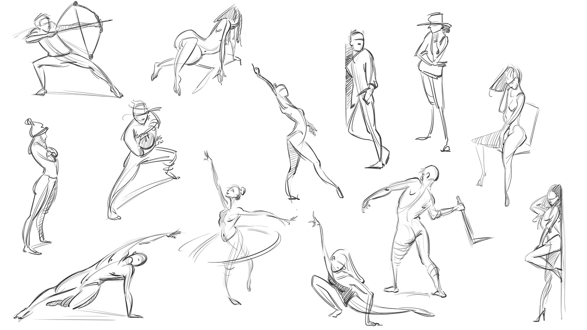 Gesture Drawing Reference two minute poses. - YouTube