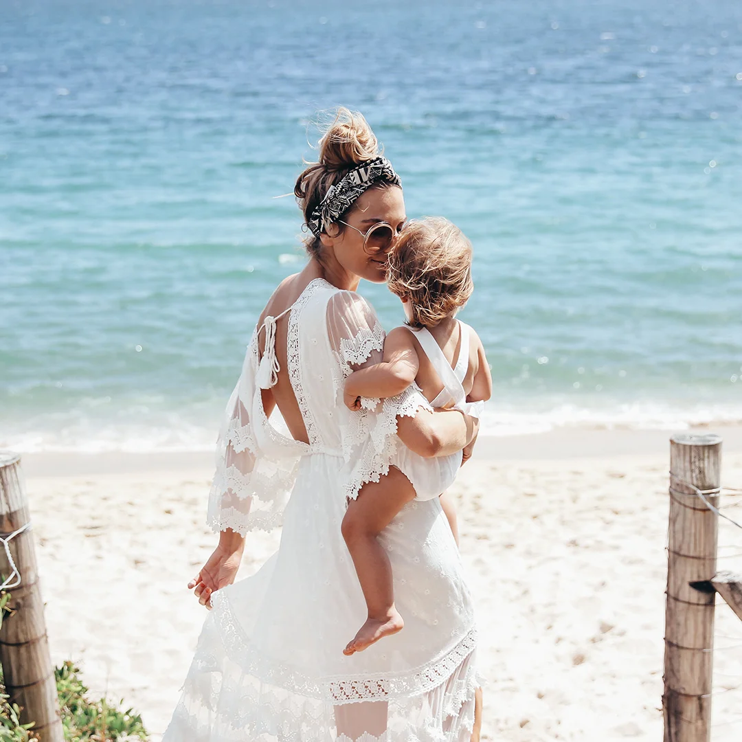 Marcia & Poppy on Shoal Bay Beach.