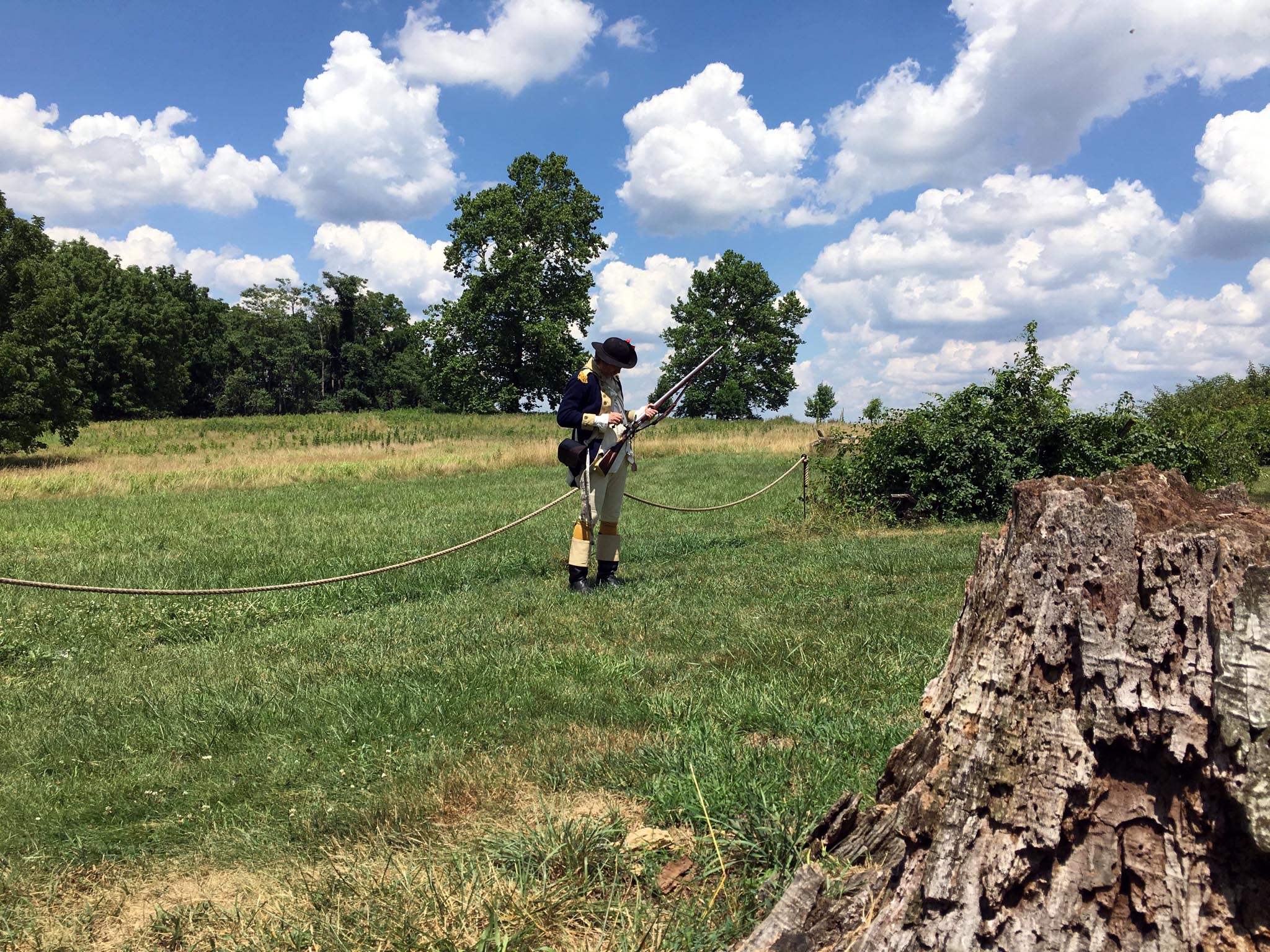  A Once Upon a Nation interpreter offers background on the lives of militia men during the encampment, and also details the workings of the musket. 