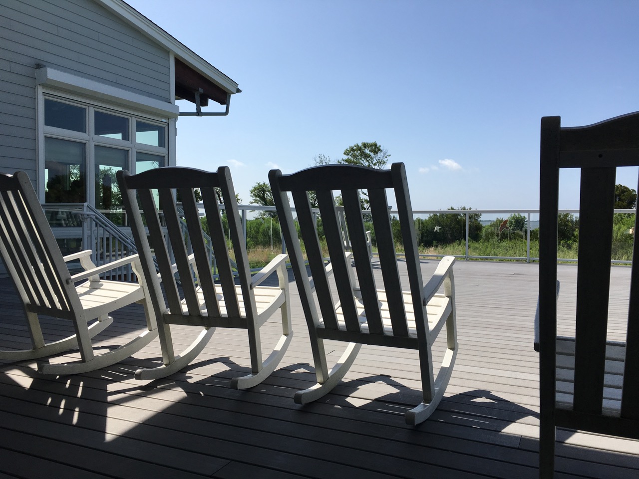 Rocking chairs at the visitor center. Relax at the end of the day, take in the views and birdwatch.