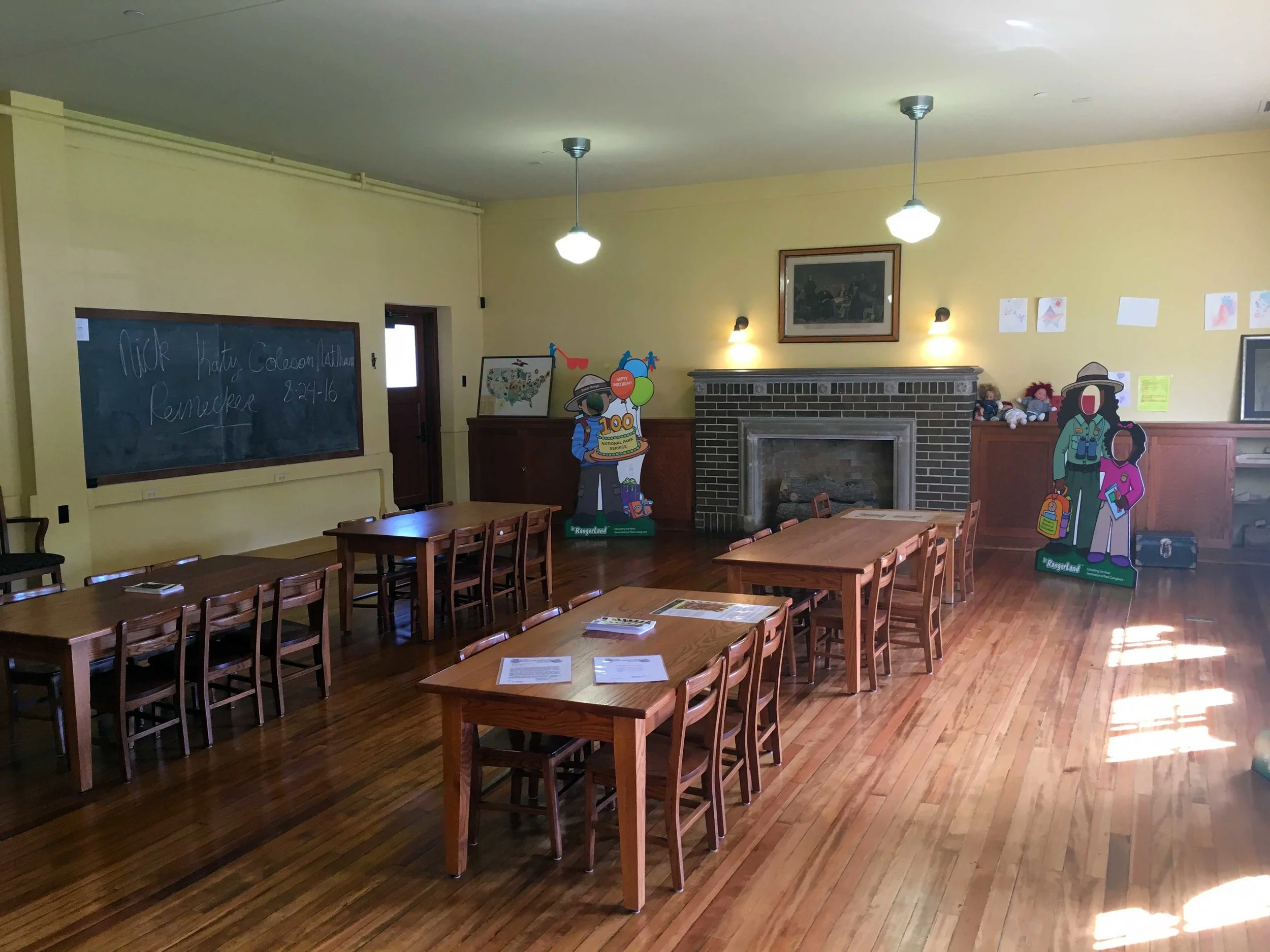 Period classroom (with decorations from the NPS Centennial), photo by Derek Wright.