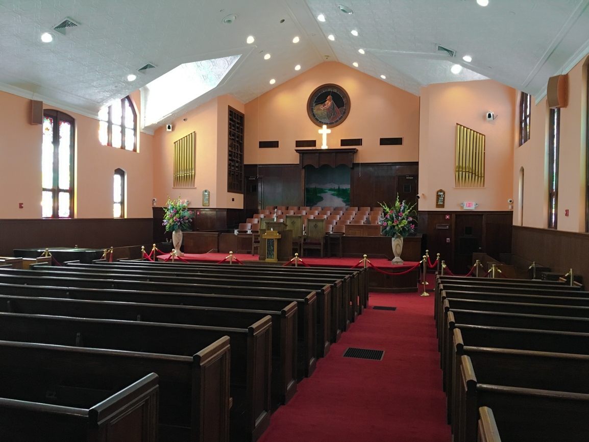 Interior of the historic Ebenezer Baptist Church, photo by Derek Wright.