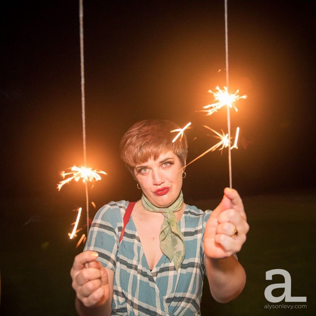 I also love a sparkler sendoff, and a wedding guest with style.