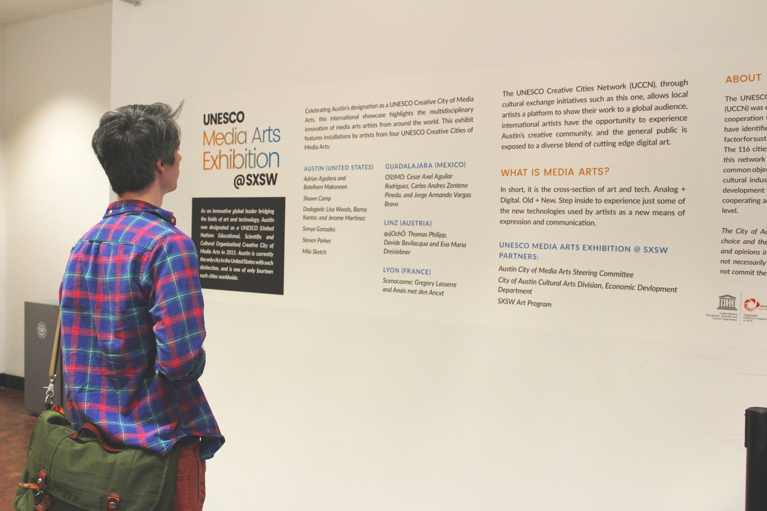 SXSW 2019 UNESCO Media Arts Exhibition Signage