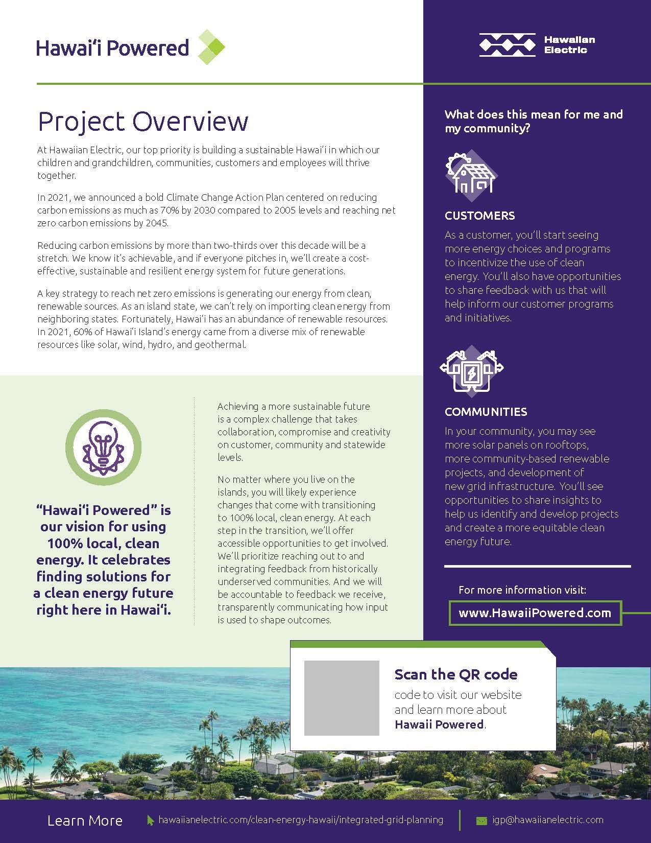 Project Overview Handout for Hawaiian Electric
