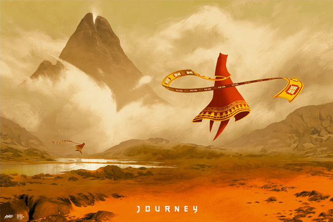 This is a print of another one of my all time favorite games, Journey, by Tomislav Jagnjic. It was done by D&L Screenprinting for Mondo Tees in a run of 275. I got this in 2018.