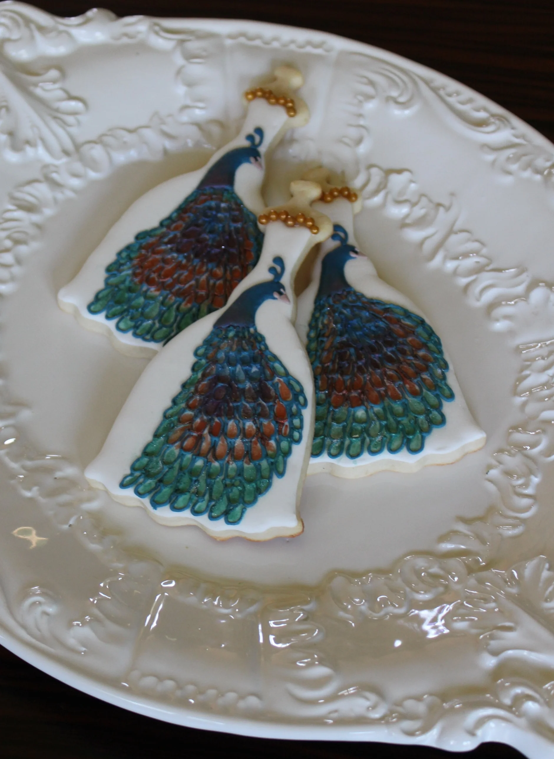 Peacock Feather Dress Cookies 